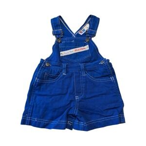 Vintage Kiwi Kids Royal Blue Cotton Shortalls Overalls Size‎ 2T 90s